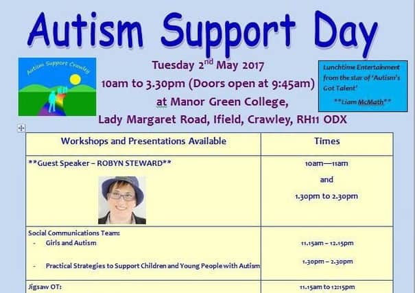 The Autism Support Day is taking place in Crawley on Tuesday May 2