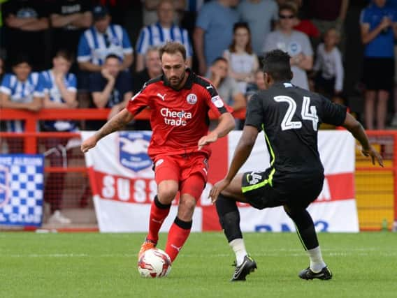 Josh Payne was sent off for Crawley Town