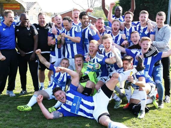 Haywards Heath Town celebrate their victory. Picture by Derek Martin