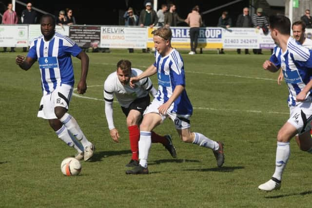 DM17421599a.jpg. Football: Horsham YMCA v Haywards Heath. Haywards Heath win the league. Photo by Derek Martin. SUS-170430-095430008