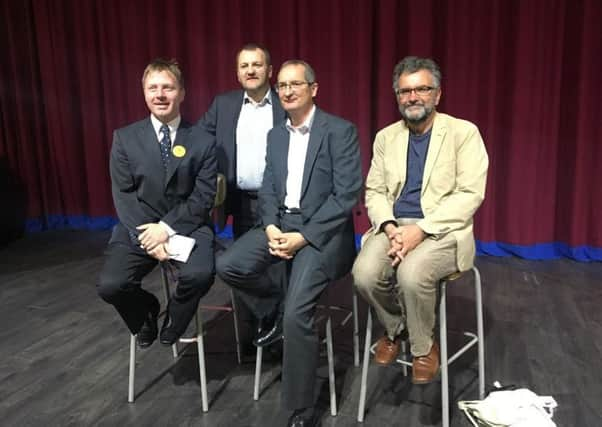 Nick Perry, Clive Galbraith (chamber chairman), Sean Dennis (chamber director), and Peter Chowney