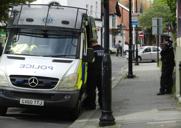 A police riot van and dog unit, as well as other officers, are currently in Steyne Gardens