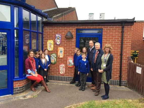 Unveiling the Funtington Footprints clay mural at Funtington Primary School