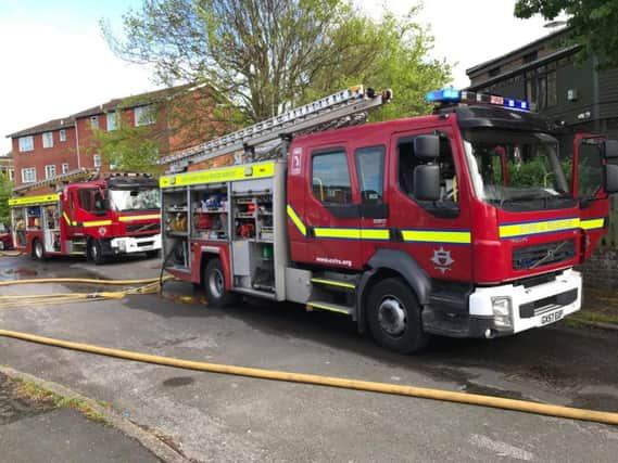 Four fire crews are at the scene of a fire at a home in Lewes this evening (Friday). Photo by Nick Fontana.