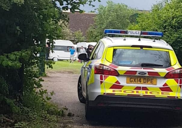 Travellers have moved  onto a playing field at Hazelwick School SUS-170519-141938001