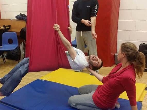 Sam Taylor, 29, taking part in an aerial skills workshop last year