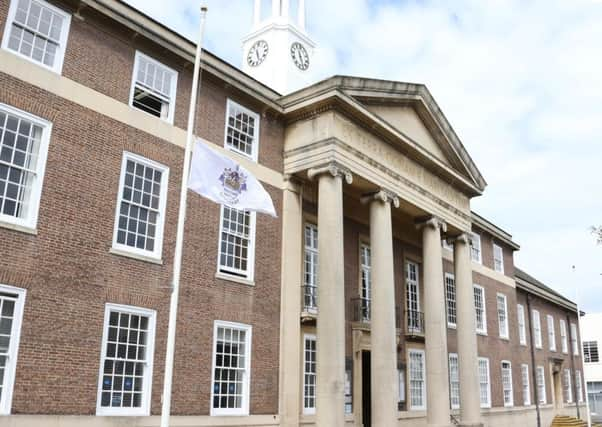 Worthing town hall flag at half mast. SUS-170523-135649001