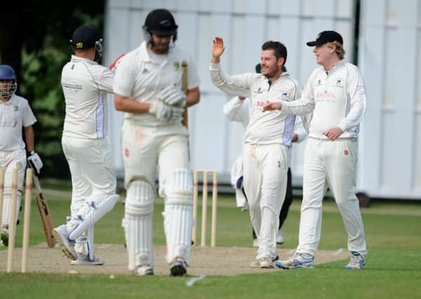 cricket: Ansty (batting)  v Roffey. Jethro Menzies and George Flemming celebrates. Pic Steve Robards SR1712016 SUS-170529-172347001