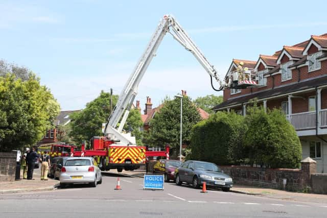 An aerial ladder platform was used. Eddie Mitchell