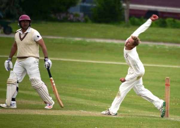 Shawn Johnson bowling for Bexhill during their recent league fixture at home to Preston Nomads. Picture courtesy Andy Hodder