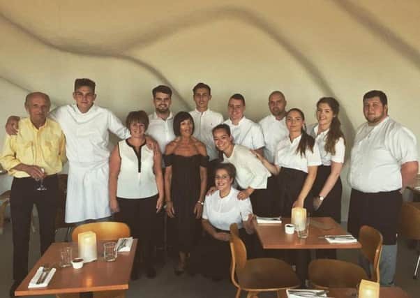 Jane Wood (centre) celebrating the ten year anniversary of East Beach Cafe with staff