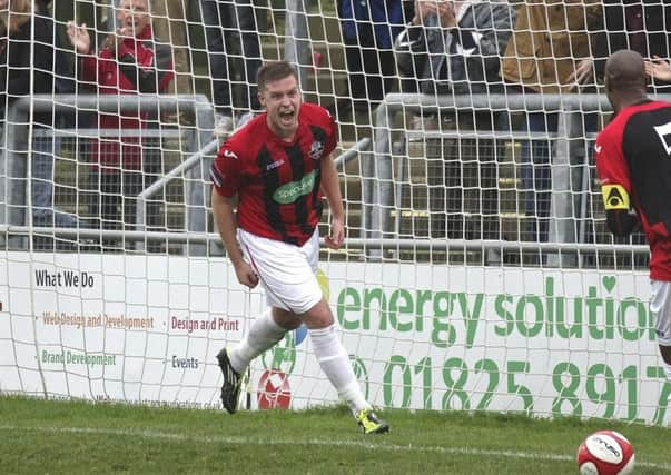 New Horsham signing Chris Breach celebrates scoring for Lewes