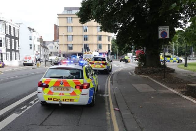 Heavy police prescene after incident involving a coach and a child (Photograph: Eddie Mitchell)