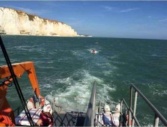 The jet ski being towed back to Newhaven marina