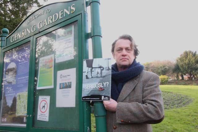 Cllr Warren Davies at the launch of Hastings Borough Council's campaign against dog fouling and littering