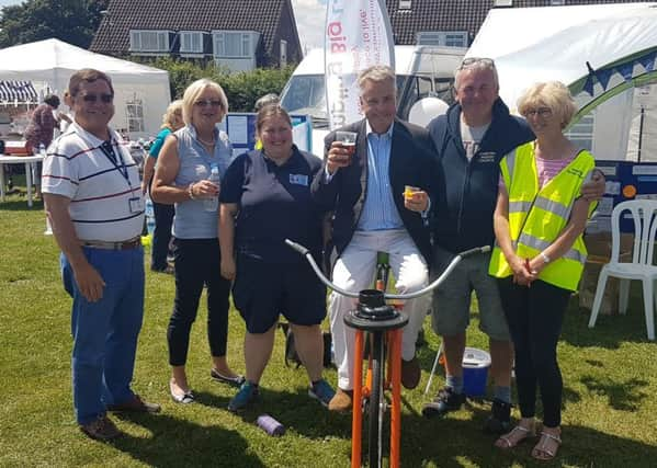 Tim blending his own mango smoothie at the Sompting Festival