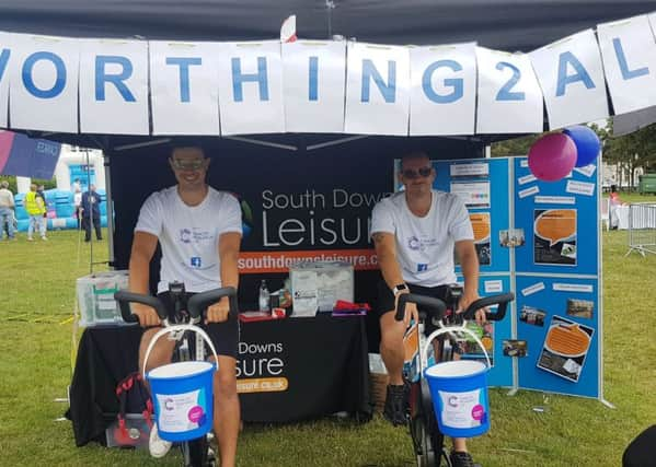 Friends Spencer Hodge and Daniel Clark preparing for their ride from Worthing to Alicante