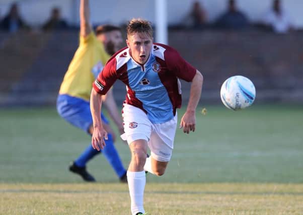 Sam Beale in action for Hastings United against Eastbourne Town on Tuesday night. Picture courtesy Scott White