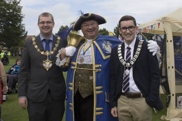 Worthing mayor Alex Harman, town crier Bob Smytherman and youth mayor Joshua Davies. Pictures: Hayley Taylor