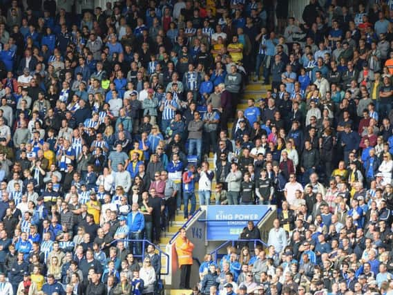 Albion fans watch on at Leicester. Picture by Phil Westlake (PW Sporting Photography)