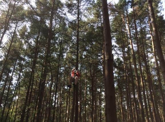 Here I am coming down a zip wire