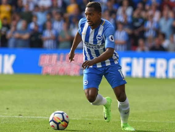 Jose Izquierdo in action for Albion at Watford. Picture by Phil Westlake (PW Sporting Photography)