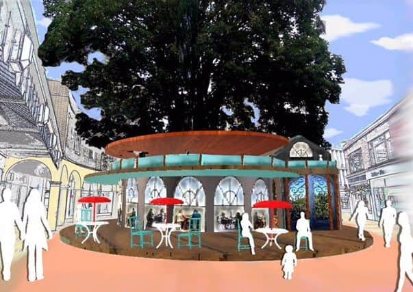 An artists impression of an alternative Patisserie Valerie kiosk design in the Montague Quarter. It was commissioned by the Worthing Society to spark debate. Picture: Claire Perry