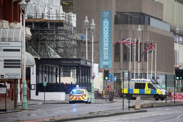 The Grand Hotel, in Brighton, has been evacuated after an anonymous call was received by police alleging that an 'explosive device' was inside the building. Picture: Eddie Mitchell