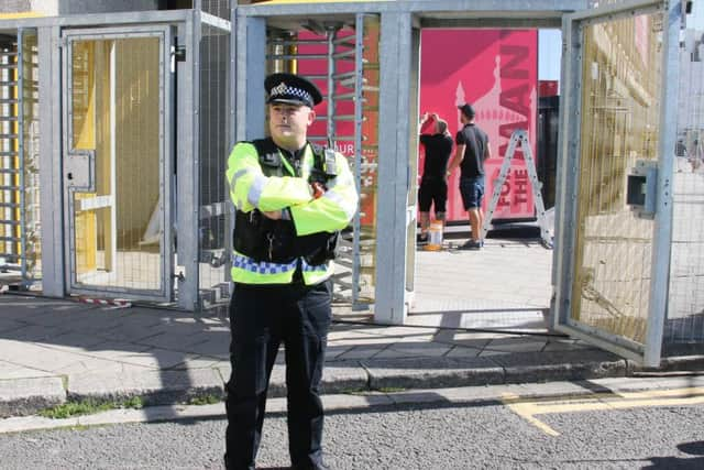 Preparations for Labour Party Conference in Brighton. Photo by Eddie Mitchell.