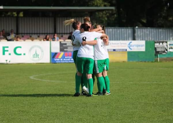 Chi City Ladies celebrate opening the scoring v Lewes