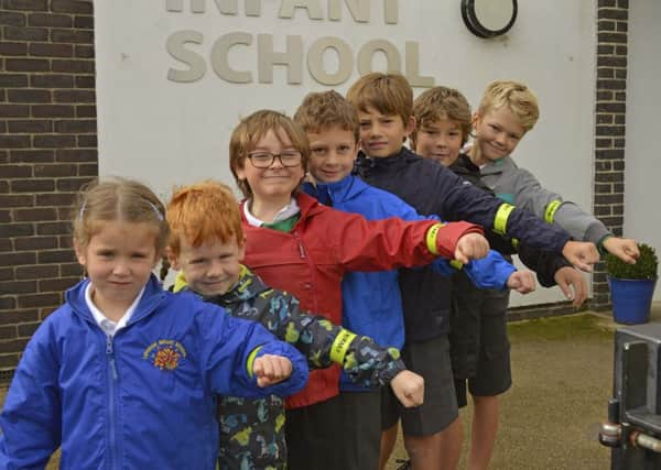 Schoolchildren with their snap bands