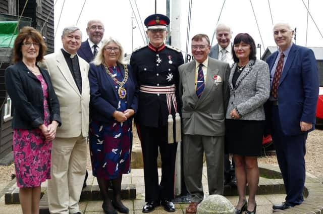 Richard Stevens presented with his MBE. Photo by Sid Saunders SUS-171017-093408001