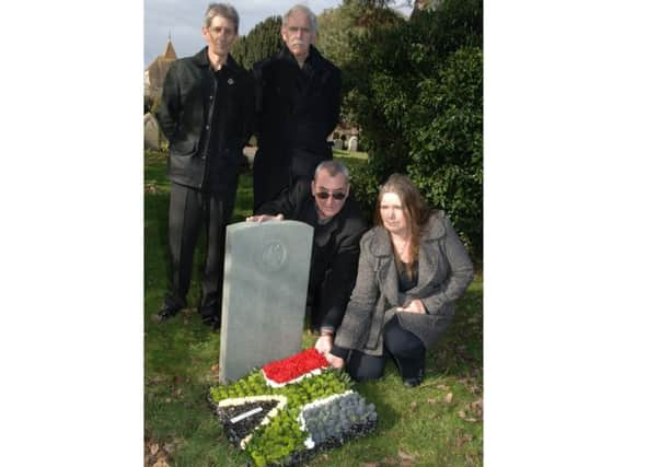 Rachel and Jim Stapleton lay the wreath watched by Nick Ward and John Fryatt. Picture: Gerald Thompson