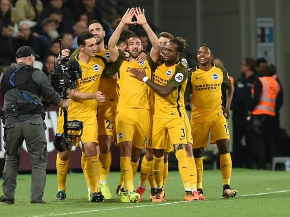 Glenn Murray celebrates his first goal at West Ham. Picture by Phil Westlake (PW Sporting Photography)