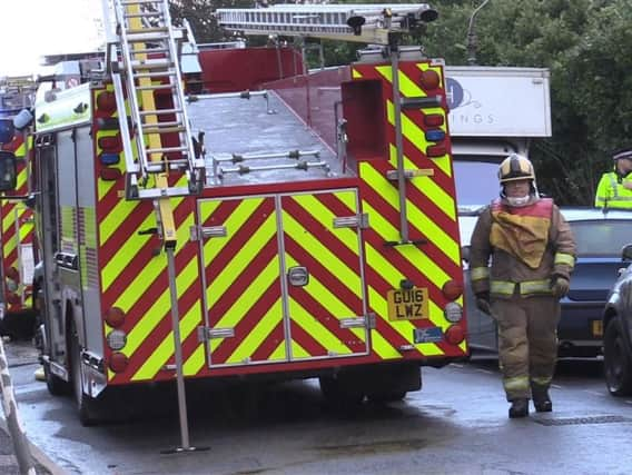 Firefighters at the scene of the blaze (Photograph: Eddie Mitchell)