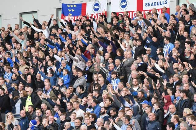 Albion fans cheer on their side. Picture by Phil Westlake (PW Sporting Photography)