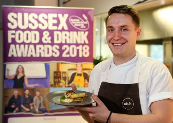 George Boarer with his sea bass starter