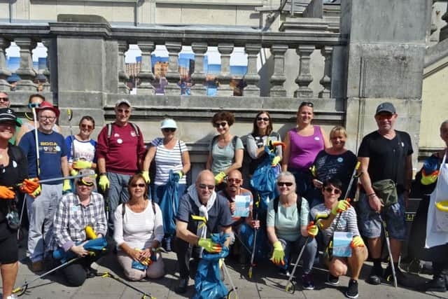 Residents clean up the Terraces