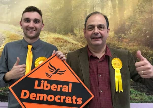 Martin Smith, who has been elected a Lib Dem councillor for Aldwick West, with fellow Lib Dem Francis Oppler. u8ler_fQ8Cji_RDwqkoj